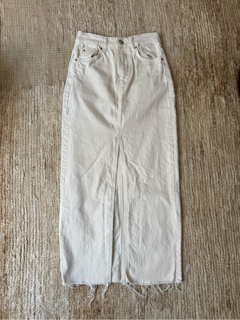 Stradivarius Cream Denim Skirt